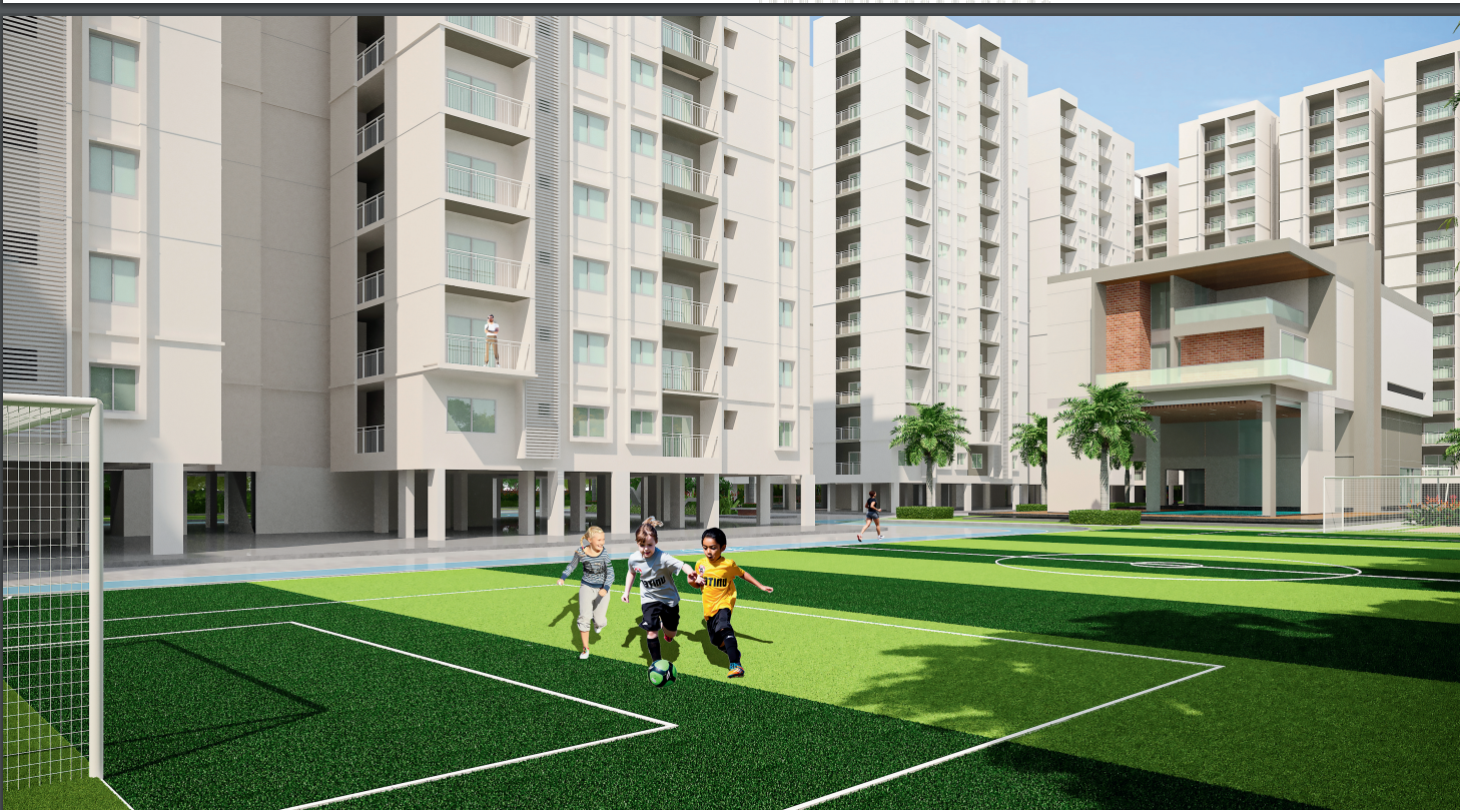 Vibrant children's play area with modern equipment and safety features